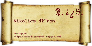 Nikolics Áron névjegykártya